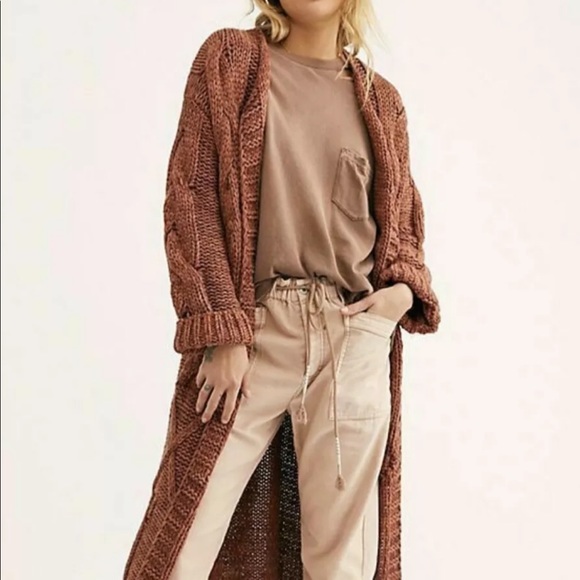 maxi cable knit cardigan